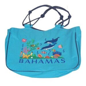 Bahamas Canvas Tote Bag Large Travel Purse Beach Ocean Island Vacation Rope
